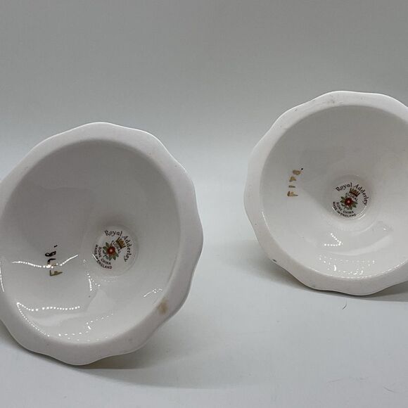 Vintage Royal Adderly Floral Porcelain Candle Holders with Gold Trim - Picture 5 of 8